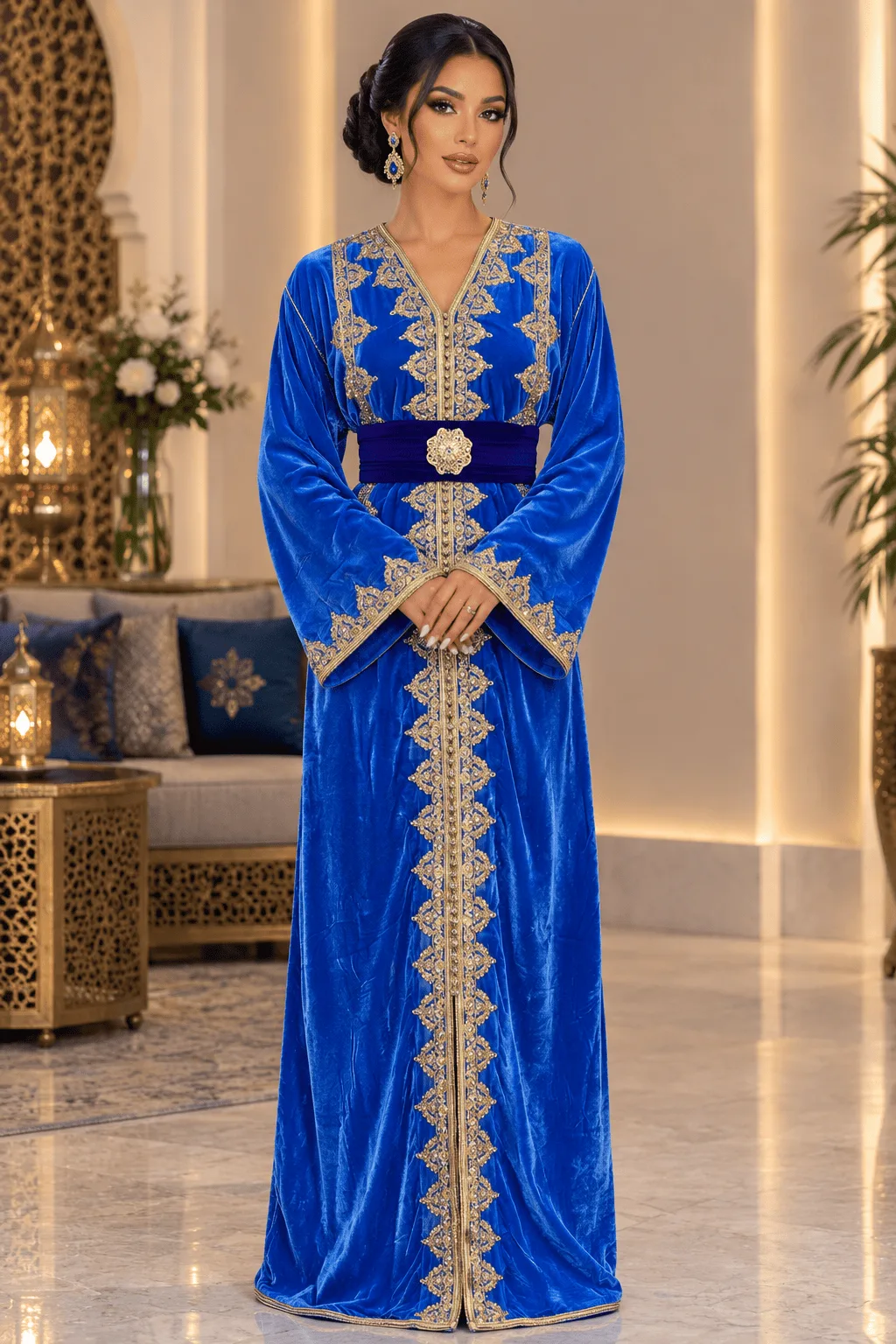 Caftan bleu clair en velours