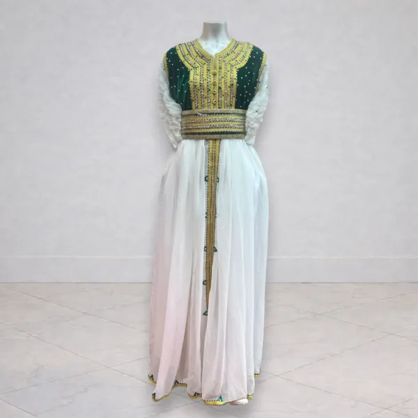 Robe blanche et verte