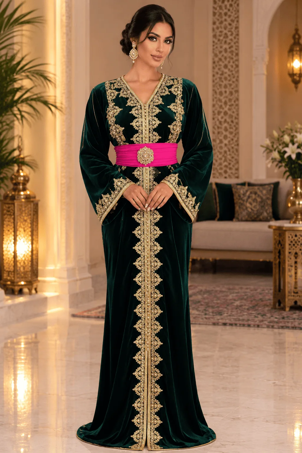 Caftan vert en velours