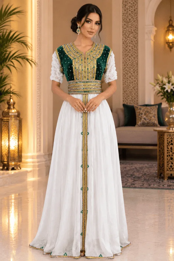 Robe blanche et verte