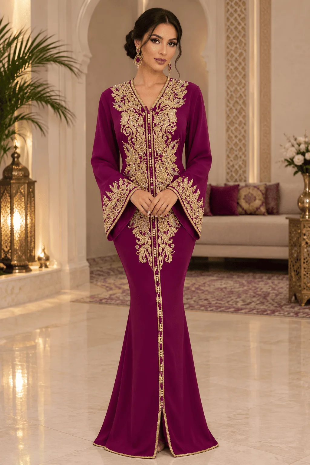 Caftan rose coupe sirène