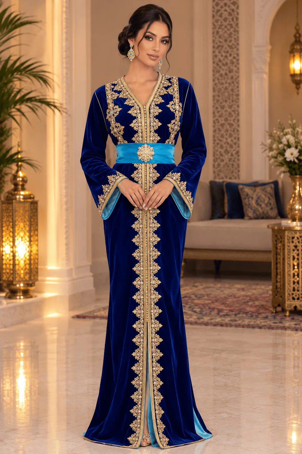 Caftan bleu en velours