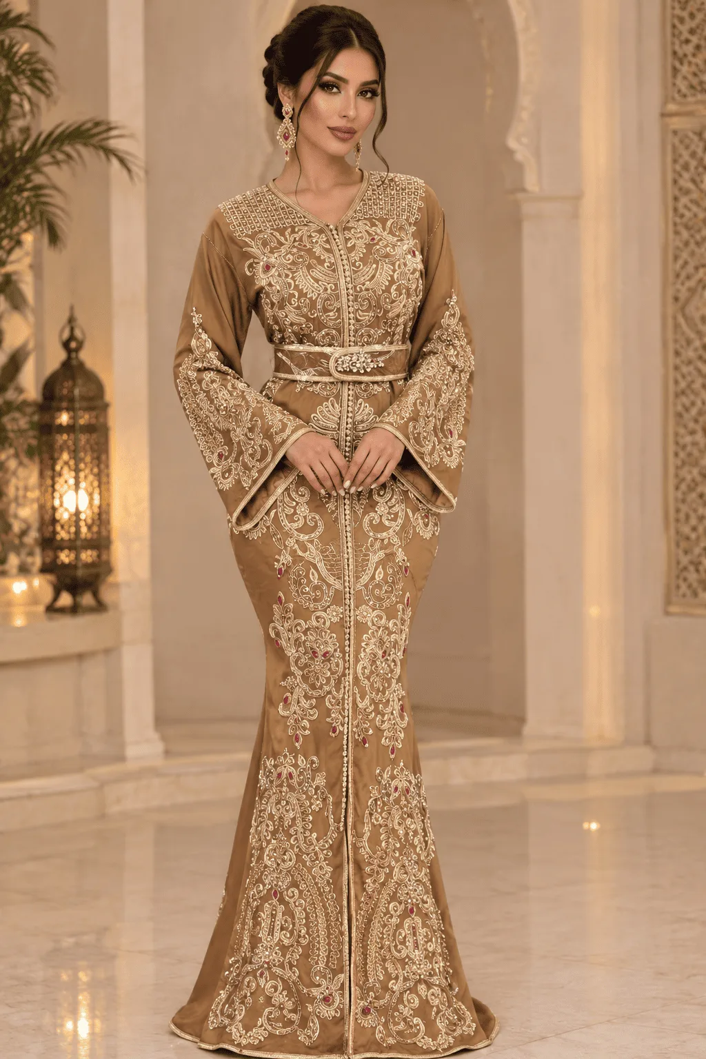 Caftan marron coupe sirène