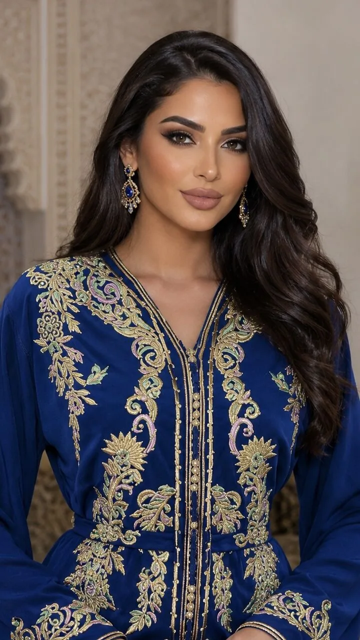 Caftan bleu coupe sirène
